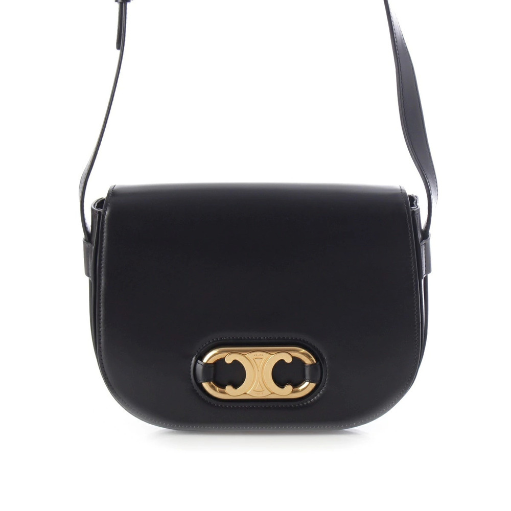 Celine Maillon Triomphe Leather Shoulder Bag Black